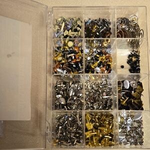 Assorted Metal Fasteners in Organizer Box For Crafts Scrapbooking